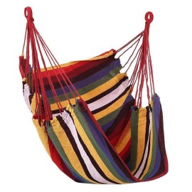 Unbranded Hammock Swing Seat Hanging Chair Folding Hanging Hammock Chair Colorful Stripe