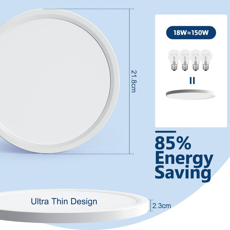 EASY EAGLE LED Ceiling Light, Flat, Round Ceiling Light, 6500