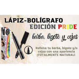 JYE Boligrafo para Barba Edicion PRIDE, Color Negro, barba tupida, rellena huecos, impermeable, larga duración. 1 PIEZA Incluye Cepillo