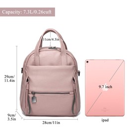 Women Backpack, Kasgo PU Leather Backpack Purse Convertible 3 Way Handbags Top-Handle Shoulder Bag Casual Rucksack with Removable Detachable Straps for Ladies Girls Pink