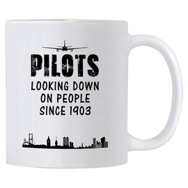 Casitika Airplane Pilot Gifts. Funny 11 oz White Ceramic Novelty Mug For Pilots Looking Down on People Since 1903. Great Gift Idea for Your Men/Women Boss.