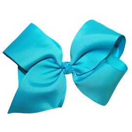 WD2U Girls Large 6" Grosgrain Knotted Hair Bow French Clip Barrette Turquoise Blue