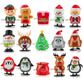 LATERN 15Pcs Christmas Wind Up Toys, 5CM x 7CM Christmas Clockwork Toys Mini Santa Claus Snowman Penguins Jumping Walking Toy for Kids Adults Christma Stocking Stuffers Party Bag Filler