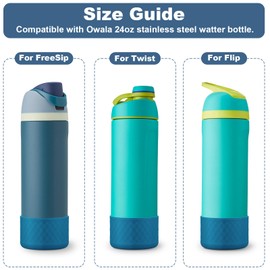 Silicone Boot for Owala Water Bottle 24 oz, 2PCS Anti-Slip Protective Sleeve for FreeSip/Twist/Flip Water Bottles, BPA Free, Dishwasher Safe, Bottom Bumper Cover Cup Accessories