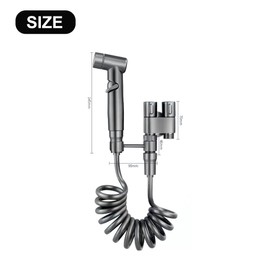 Bidet Hand Shower, Bidet Insert for Toilet, Toilet Bidet Sprayer Kit Hand Shower for Sink, 2 m Chrome Hose, Double Control Valve, Feminine Hygiene, Intimate Shower, Shower Sprayer for Pet (Grey-T)