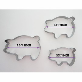 Heluok Mexican Piggy Cookie Cutters, Metal Gingerbread Piggy Marranitos Cookie Cutter, Pig Shaped Pig Cookie Cutter for Baking, 3 Sizes Large/Medium/Small (4.5Inch/ 3.8Inch/ 3.3Inch)