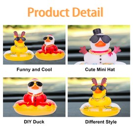 MuMyer Rubber Duck Car Ornaments Yellow Duck Car Dashboard Decorations for Christmas Decor and Home Decorations with Mini Hat Swim Ring Necklace and Sunglasses(A-Snowman)