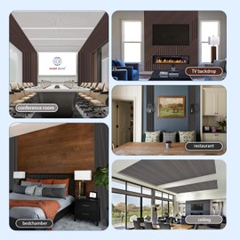 Wood Slat Wall Panels, Easy Installation, Durable Interior Accent Wall Decor, 3D Acoustic & Soundproof Fluted Panels for Office, Café, Bars, Restaurant & Home (Walnut), 2 Pcs, 47.2×23.6×0.87 inch