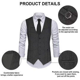 VillbeCoser 1920s Mens Costume, Roaring 20s Costumes Accessories Set Vest Foldable Crutches Fedora Hat Vintage Pocket Watch Bow Tie and Tie Gangster Costume 20s Party Outfits(Darkgrey-XL)