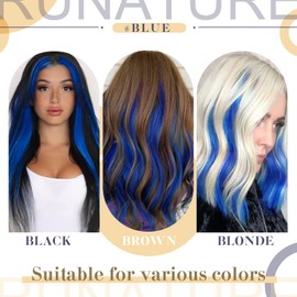 RUNATURE I Tip Extensions Real Hair Bonding 40 cm Blue Hair Extensions Bonding Real Hair Extensions Blue 25 Strands 16 Inches 20 g