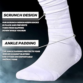 Scrunch Football Socks Ultra Long 1 Pack/2 Packs Combed Cotton With Ankle Support Padded Knee High Socks Youth Adult