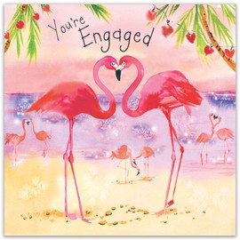 Twizler Engagement Card with Flamingos - On Your Engagement Card - Engagement Card for Couples - Engagement Card For Friends - Happy Couple to Be Card - Nearly Married Card