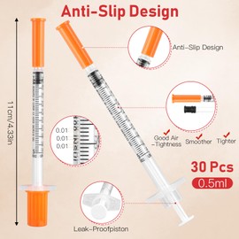 50 Pack 0.5ml Plastic Dispensing Measuring Tool, 31G 8mm 5/16'' Ultra Fine Lab Dispensers, Individually Wrapped, Multiple Uses Laboratory Accessories for PET Feeding Liquid Separation Lab Supplies