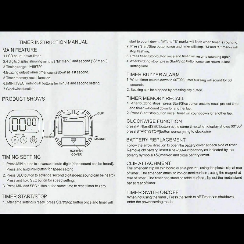 London Express Kitchen Timers for Cooking, Magnetic Countdown Clock With
