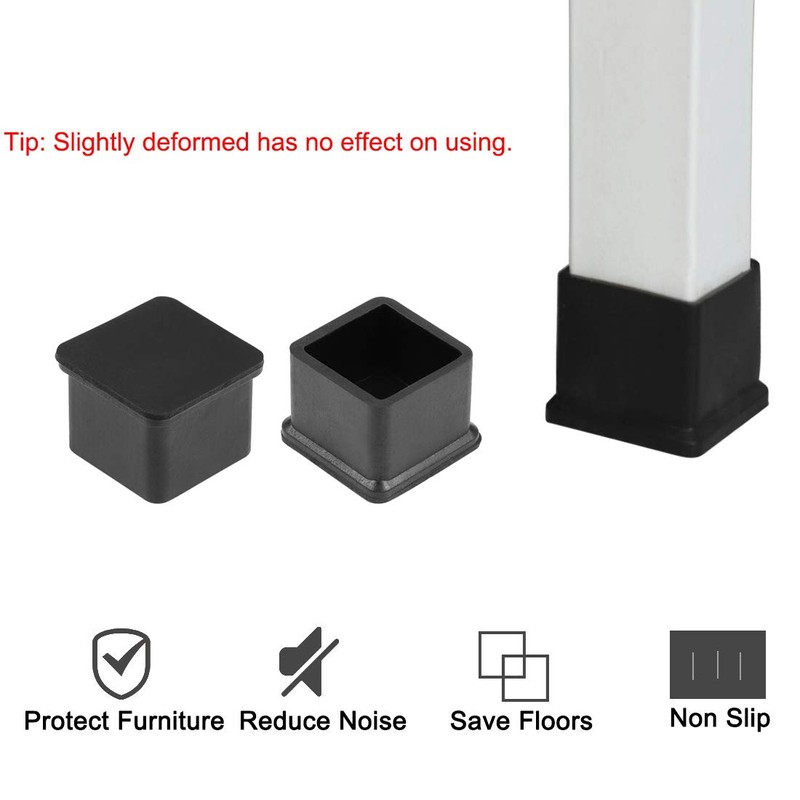 sourcing map Rubber Furniture Caps 25mm x 25mm Square Shaped