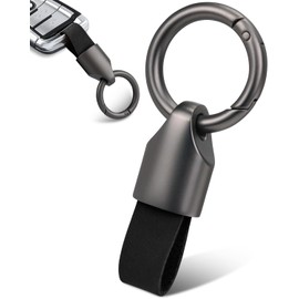 Whtawtaw Car Key Chain Ring Clip, Universal Detachable Leather Car Keychain, Small Key Fob Accessory with Keyrings Zinc Alloy Buckle (Black)