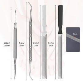 4pc Stainless Steel Nail File & Cuticle Pusher Set – Four-Sided Emery Nail File for Thick Nails, Durable Metal Manicure & Pedicure Tool, Portable Home & Travel Grooming Kit(5.12IN)