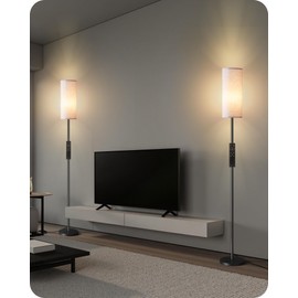 2 Pack Dimmable Floor Lamps for Living Room with 2 Remotes and Foot Switch, Corner Floor Lamp, Standing Tall Lamp, 10W 900LM LED Bulb Included, 3000K-6500K, Linen Shade, FCC Listed W06LDP205W1