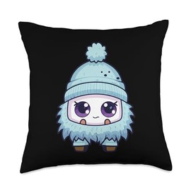 Cozy Winter Comic Mood Cute Eskimo Winter Comic Kawaii Antarctic Cozy Throw Pillow, 18x18, Multicolor