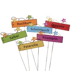 Set of 6 Plant Stakes for Herbs H 30 cm in Vintage Look – Metal Herb Stakes – Plant Signs – Metal Herb Signs – Flower Bed Stakes for Herbs