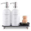 [Luxury] Kitchen Soap Dispenser Set - 16OZ White Glass Bottle,