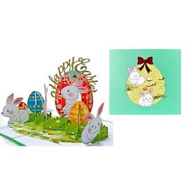 3d Easter Pop Up Card, Easter Bunnies With Eggs Festive Greeting Card, Cute, Religious Pop Up Card, Happy Easter Card For Kids, Son, Daughter, Boy, Girl, Grandchild, O25