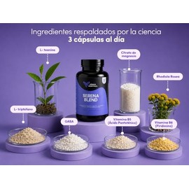 Serena Blend Sueño Reparador Reduce Cortisol Apoyo al Estrés Diario Despierta con Energia L triptofano Rhodiola roseasa Citrato de Magnesio L teanina 