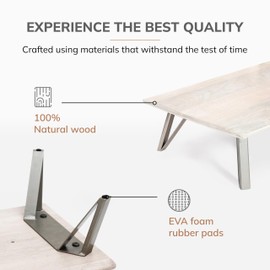 Anji Mountain Monitor Stand - Desktop Organizer & Laptop Riser, Ergonomic Monitor Riser, Space-Saving Monitor Stand for Desk, Durable Construction, Easy Assembly, Ideal for Home & Office,White Wash