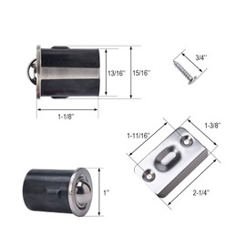 4 Pack Closet Door Ball Catch Cabinet Stainless Steel Adjustable with Strike Plate Drive-in Spring Ball Latches Brushed Stain Finish Ball Catch Hardware Rust Proof for Door Kitchen…