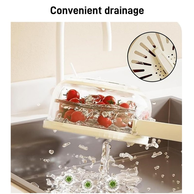 Wzenclave New Draining Basket with Lid, 2 in 1 Multi-Function