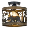MLGB Rustic Deer & Bear Semi-Flush Mount Ceiling Light, Farmhouse