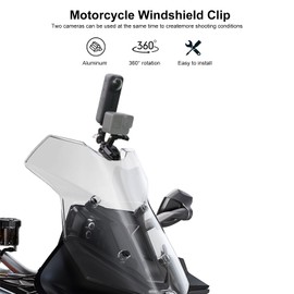 Lupholue Motorcycle Windshield Clip Mount Quick Release Clip Mount for GoPro Hero 13 12 11 10 9 8 7, Insta360 X4 X3 X2 X ONE RS R, DJI Osmo Action, Smartphone (Long)