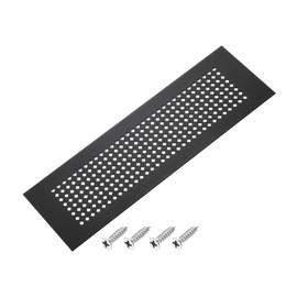 PATIKIL 12 x 3 Inch Door Air Vent Cover, Aluminum Grille Ventilation Cover Louvered Diamond Hole with Mounting Screws for Cabinet Wardrobe Door, Black
