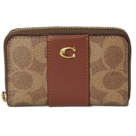 Coach Small Zip Around Card CASE, B4/Tan Caramel