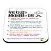 CS597 Five Rules to Remember in Life Novelty Funny Coffee