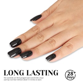 TUTUYU Glitter Black Gel Polish,Sparkle Shimmer Black Glitter Gel Nail Polish,15ml Soak Off UV Gel Polish for DIY Manicure, Gifts for Women Grils - GP0065