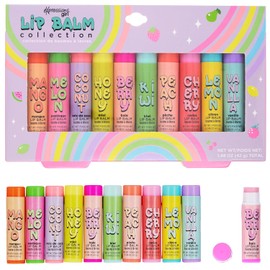 Colección de 10 bálsamos labiales frutales – Bálsamos labiales hidratantes infundidos con sabores afrutados frescos – Set de bálsamo labial nutritivo enriquecido con vitaminas