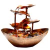 Resin Bronze Lotus Leaf Tabletop 4-Tier Fountain with Waterfall for