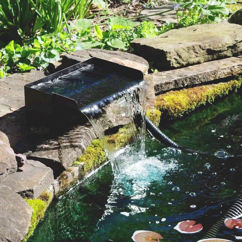POPOSOAP Pond Waterfall Spillway with Pump Kit, 304 Stainless Steel