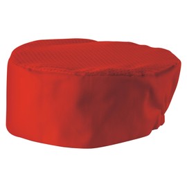 Winco CHPB-3RR Ventilated Pillbox Chef Hat, Standard Size, Red