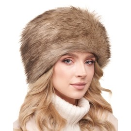 Futrzane Classic Cossack Hat - Faux Fur Hats for Women - Warm Furry Russian Hat (M, Gold Classic)