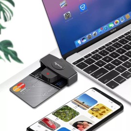 ROCKETEK TYPE C DOD Military USB-C Common Access CAC Smart Card, Credit Card Reader