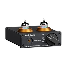 Fosi Audio Box X2 Preamplificador Fono, Mini Preamplificador de Audio Estéreo Hi-Fi con Gain Gear, para Tocadiscos y Fonógrafos MM, con Fuente de Alim