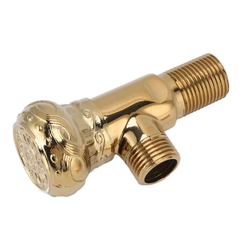 Angle Stop Valve Gold Antique Full Copper Carving Thicken Cold