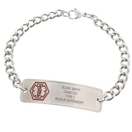 American Medical ID – Stainless Steel Classic Bracelet – Unisex Alert Bracelet (7" for 6.5" Wrist), Heavy Curb Chain