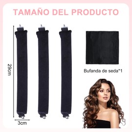 3 Pcs Heatless Curls, Rizador de Cabello Sin Calor, con Bufanda de Seda Suave, Sin Dañar el Cabello, Rizos Sin Calor Apto Para Todo Tipo De Cabello, Herramienta De Peinado De Bricolaje, Regalo para Mujeres y Niñas