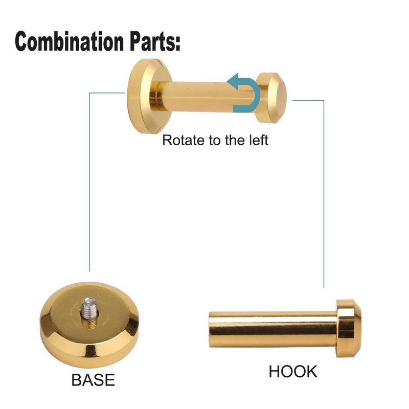 sourcing map 4pcs Wall Hook Copper Wall Mounted 1.8 Inch