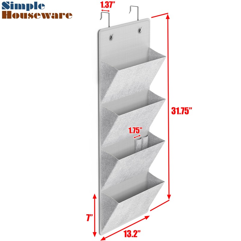 Simple Houseware Over the Door Hanging Wall File Organizer, 4
