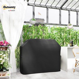 Outsunny BBQ Cover for Rectangular Gas Grill, 420D Oxford Fabric Barbecue Covers, Waterproof UV Protection Rip-Proof, with Windproof Drawstring and Hook and Loop Fasteners, 147 x 61 x 120cm, Black