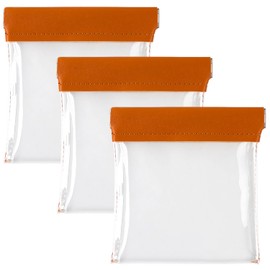 ASUNFO 3 Pcs Clear Pocket Cosmetic Bag Squeeze Small Makeup Pouch Waterproof Leather No Zipper Portable Travel Makeup Pouches